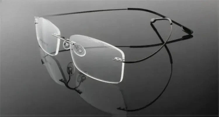 Women's Square Rimless Titanium Prescription Glasses 60749 — view 11 | Rx Spectacle