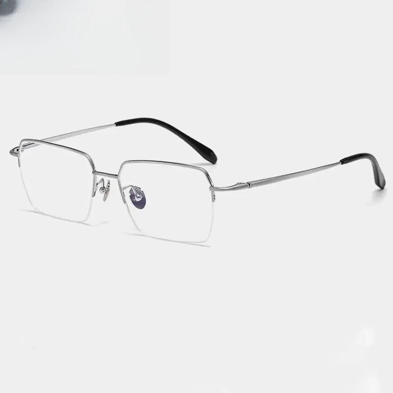 Unisex Polygon Semi-Rimless Titanium Oversized Prescription Glasses 726889 — view 6 | Rx Spectacle