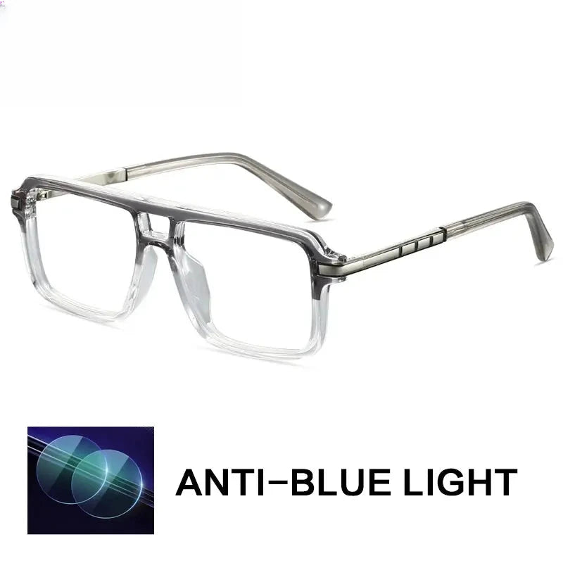 Unisex Square Full Rim Titanium Double Bridge Reading Glasses G84004 — view 7 | Rx Spectacle