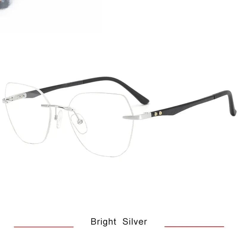 Women's Polygon Rimless Titanium Flat Top Prescription Glasses 316026 — view 6 | Rx Spectacle