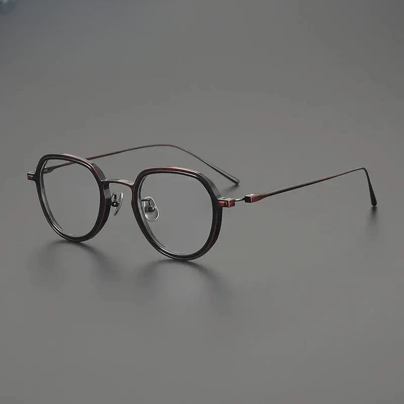 Men's Round Full Rim Titanium Flat Top Prescription Glasses 678316 — view 6 | Rx Spectacle