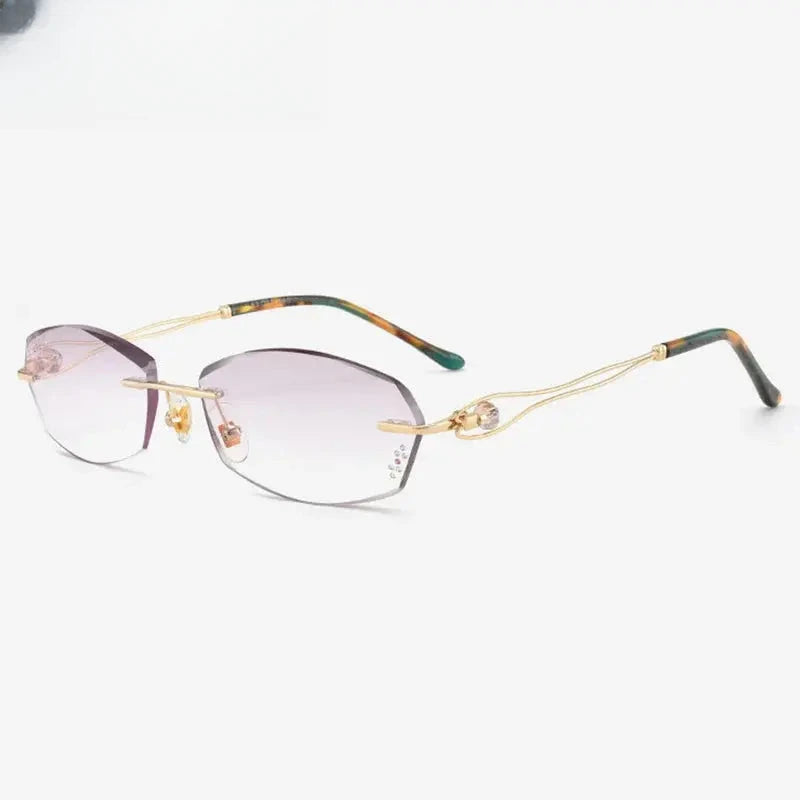 Women's Rectangular Rimless Titanium Prescription Glasses 22671 — view 5 | Rx Spectacle