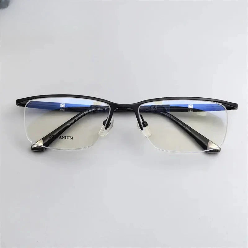 Unisex Browline Semi-Rimless Titanium Prescription Glasses 819812 — view 5 | Rx Spectacle