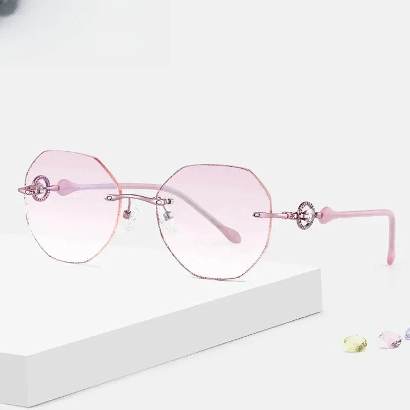 Women's Polygon Rimless Titanium Oversized Prescription Glasses 309776 — view 3 | Rx Spectacle