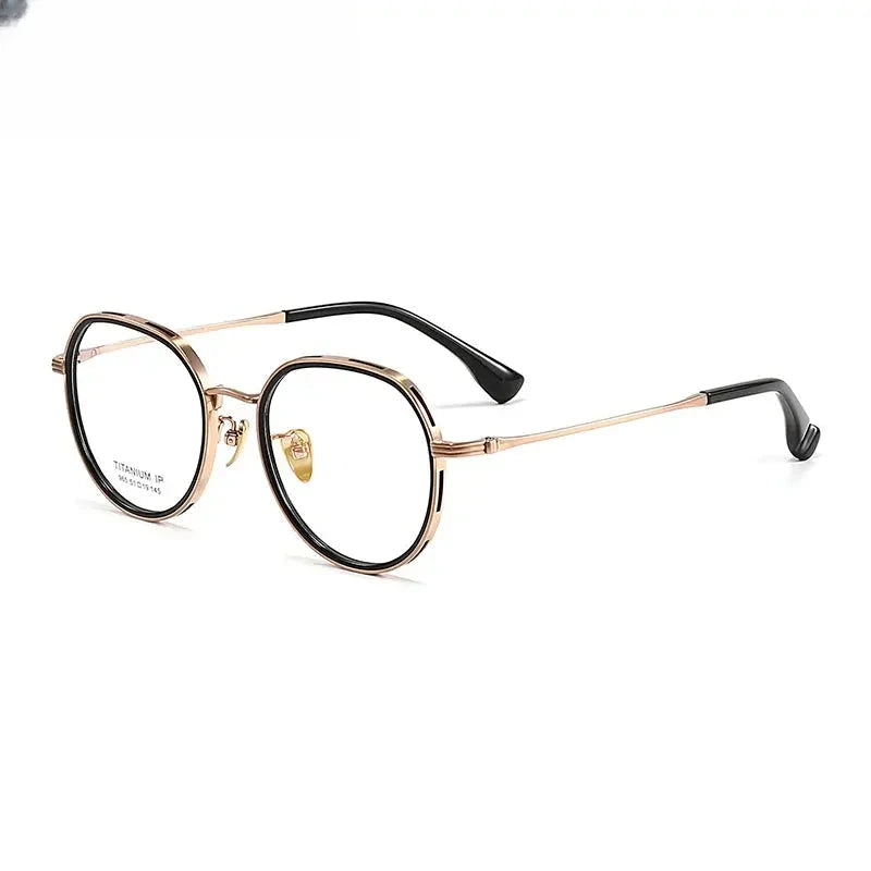 Women's Round Full Rim Titanium Flat Top Prescription Glasses 64965 — view 7 | Rx Spectacle