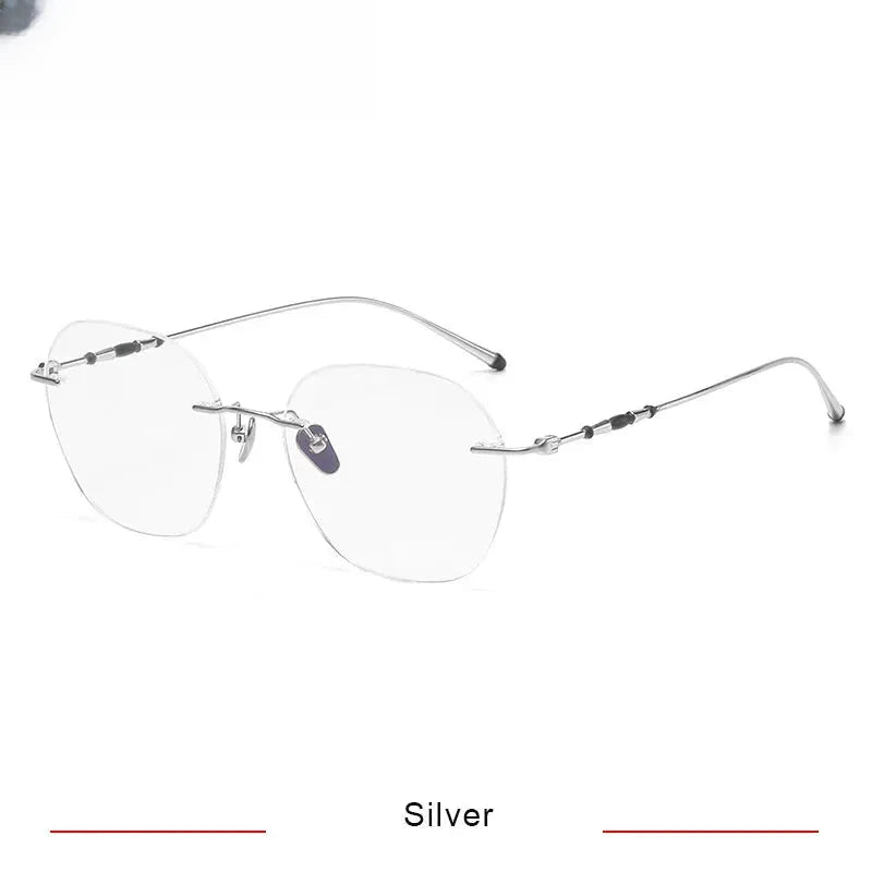 Women's Oval Rimless Titanium Flat Top Prescription Glasses 75930 — view 6 | Rx Spectacle