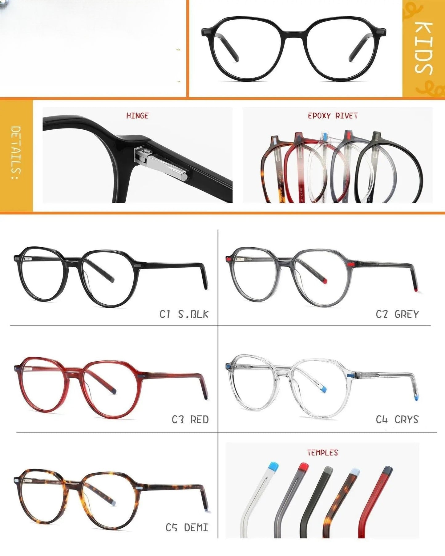 Unisex Oval Full Rim Acetate Prescription Glasses 9043 — view 10 | Rx Spectacle