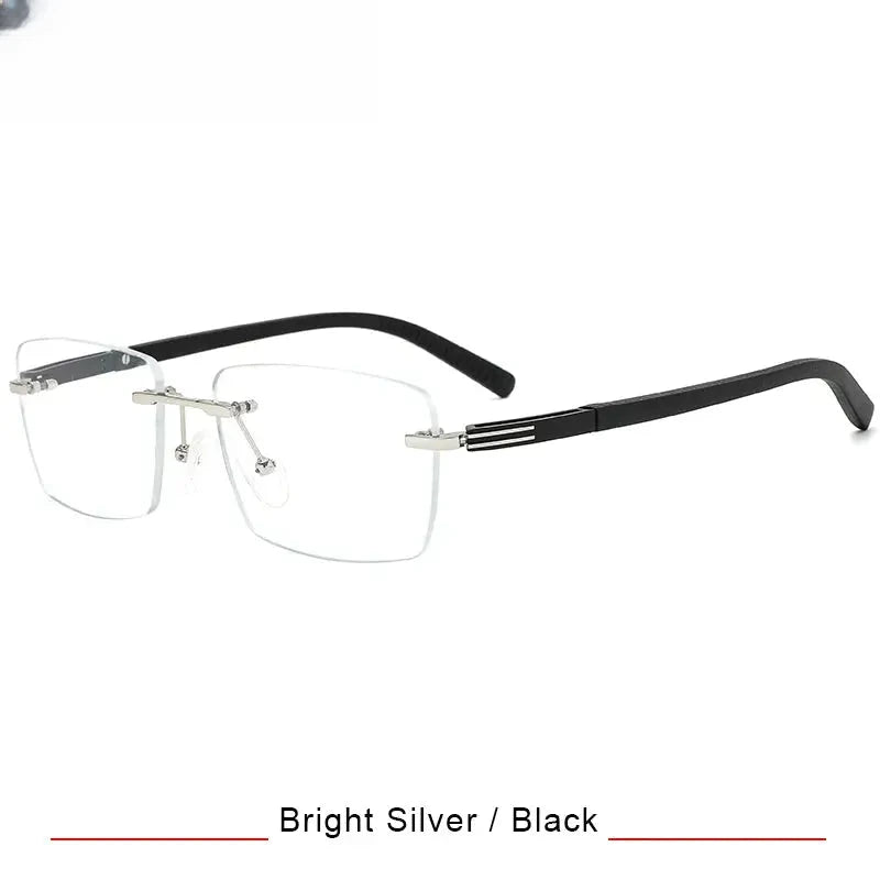 Men's Square Rimless Titanium Prescription Glasses 25020 — view 4 | Rx Spectacle