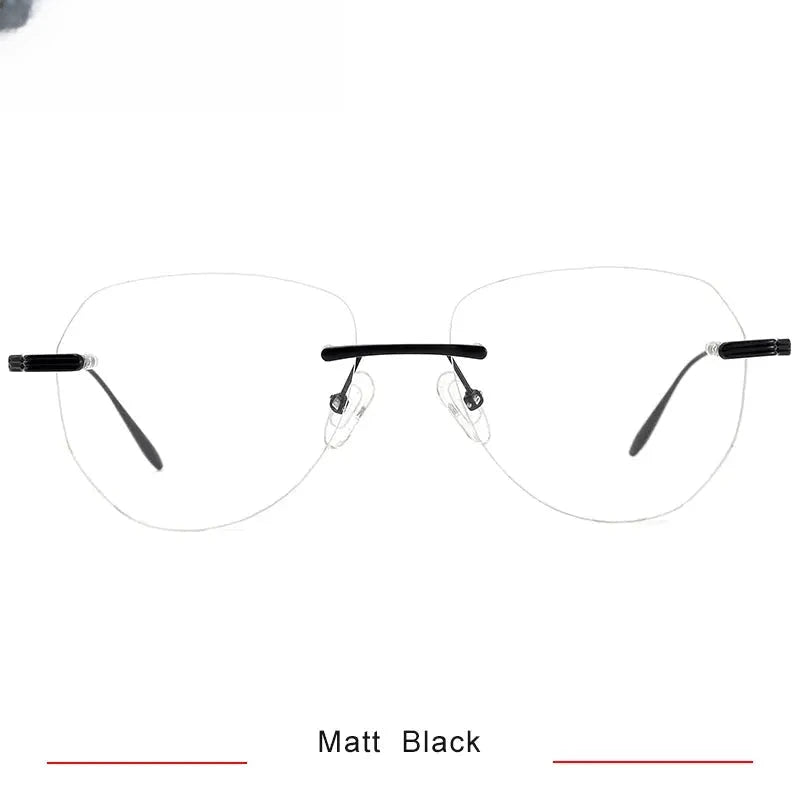 Women's Round Rimless Titanium Flat Top Prescription Glasses 16084 — view 6 | Rx Spectacle