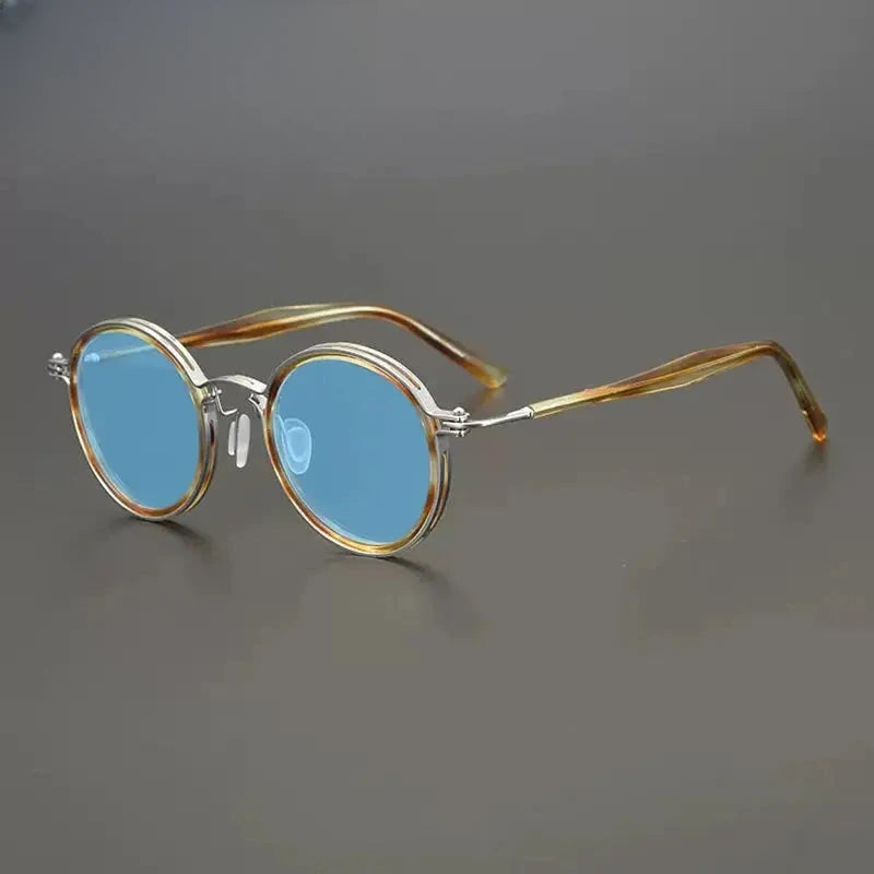 Unisex Round Full Rim Titanium Prescription Glasses Mo10 — view 27 | Rx Spectacle