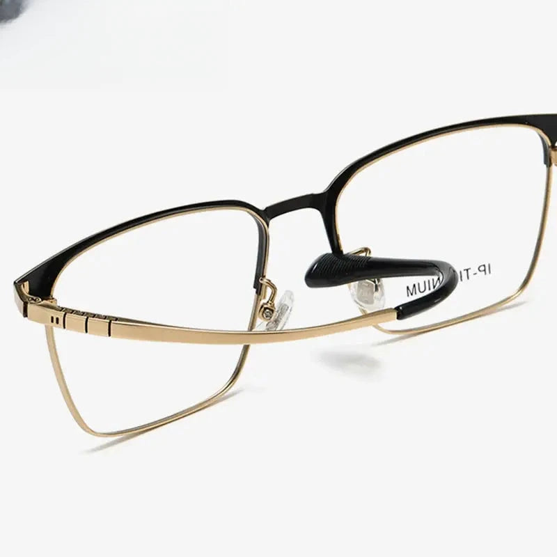 Men's Square Full Rim Titanium Prescription Glasses 98601 — view 6 | Rx Spectacle