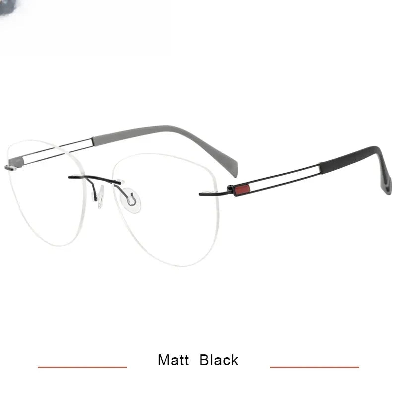 Women's Cat Eye Rimless Titanium Prescription Glasses 716078 — view 3 | Rx Spectacle