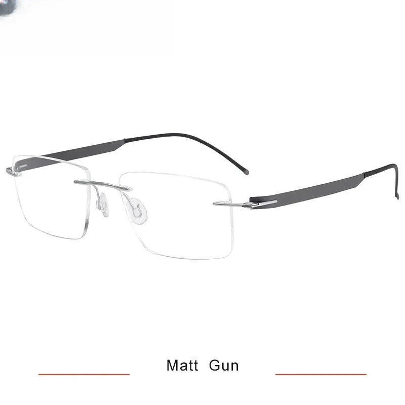 Unisex Square Rimless Titanium Screwless Prescription Glasses 55017 — view 4 | Rx Spectacle