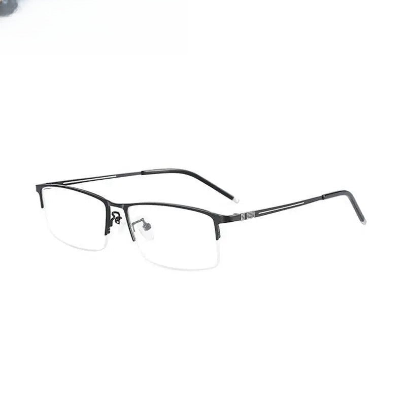 Men's Square Semi-Rimless Alloy Prescription Glasses 9070 — view 3 | Rx Spectacle