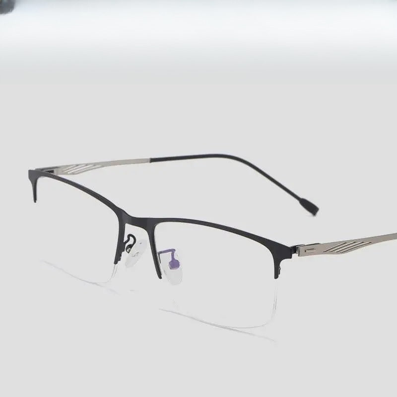 Unisex Square Semi-Rimless Alloy Prescription Glasses P8836 — view 1 | Rx Spectacle