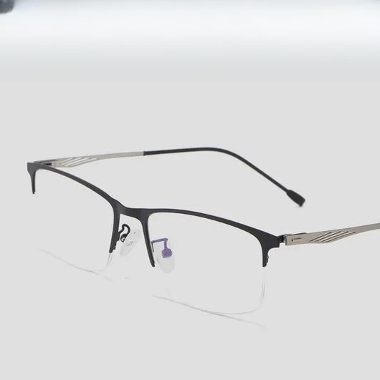 Unisex Square Semi-Rimless Alloy Prescription Glasses P8836 — view 1 | Rx Spectacle