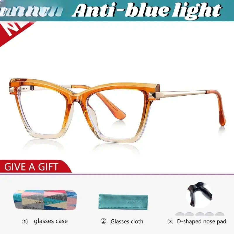 Women's Cat Eye Full Rim Titanium Reading Glasses 67245 — view 7 | Rx Spectacle