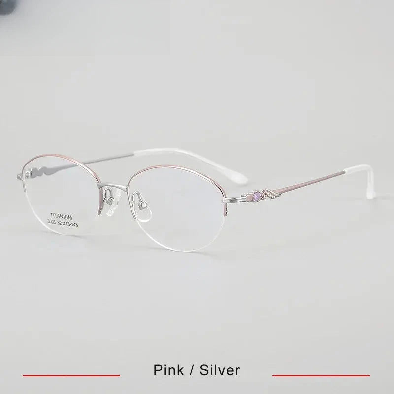 Women's Oval Semi-Rimless Titanium Prescription Glasses 33003 — view 4 | Rx Spectacle