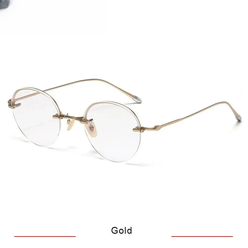 Men's Round Semi-Rimless Titanium Prescription Glasses K5921 — view 9 | Rx Spectacle