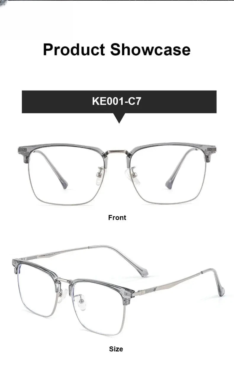 Men's Square Full Rim Alloy Reading Glasses Ke001 — view 12 | Rx Spectacle