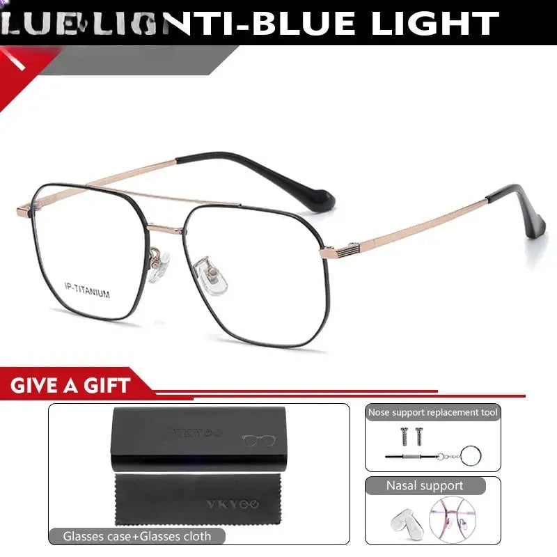 Unisex Square Full Rim Titanium Double Bridge Reading Glasses 698434 — view 7 | Rx Spectacle