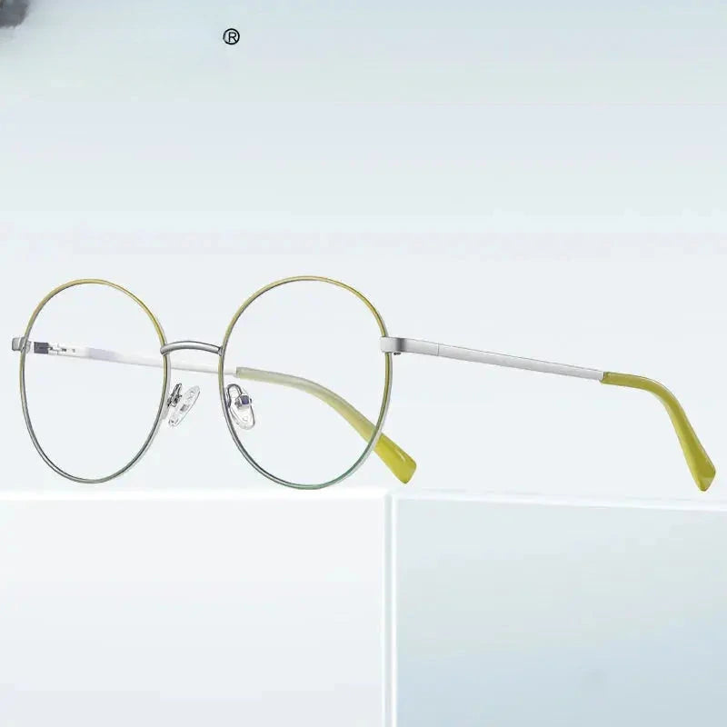 Women's Round Full Rim Stainless Steel Reading Glasses 3082 — view 3 | Rx Spectacle