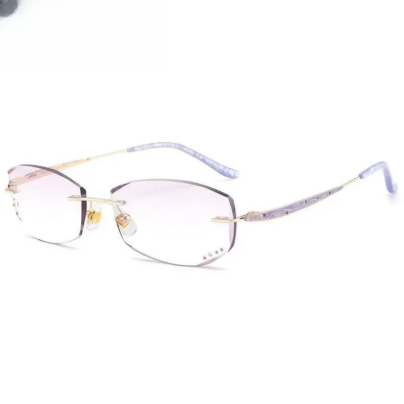 Women's Rectangular Rimless Titanium Prescription Glasses 10139 — view 2 | Rx Spectacle