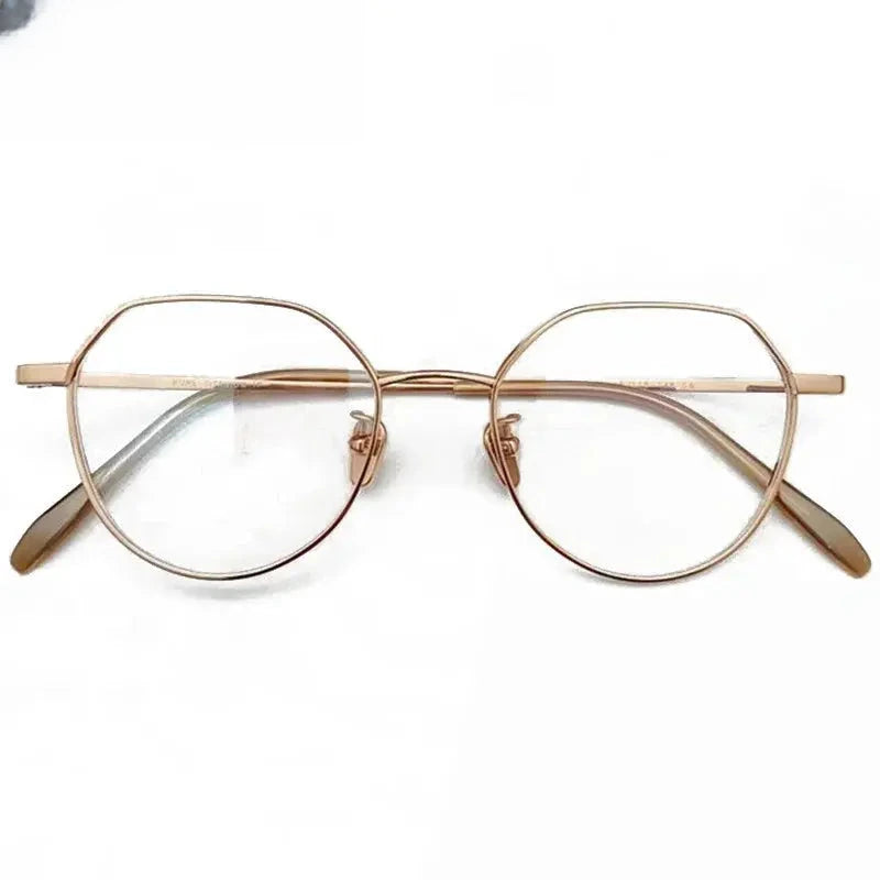 Unisex Oval Full Rim Titanium Flat Top Prescription Glasses — view 1 | Rx Spectacle