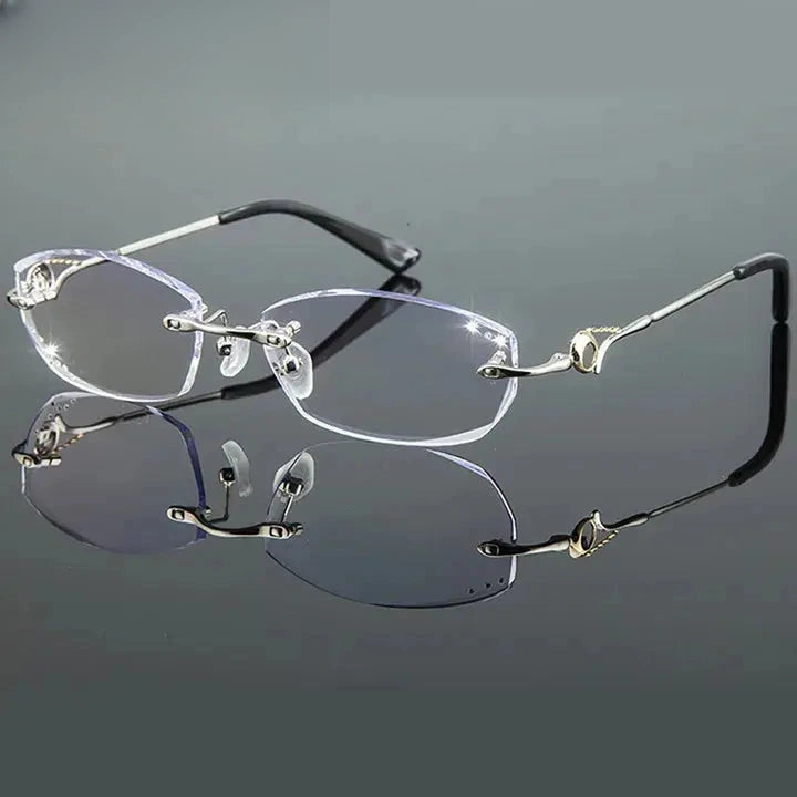 Women's Oval Rimless Titanium Prescription Glasses 778007 — view 3 | Rx Spectacle