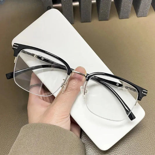 Unisex Square Semi-Rimless Titanium Reading Glasses 2242 — view 1 | Rx Spectacle