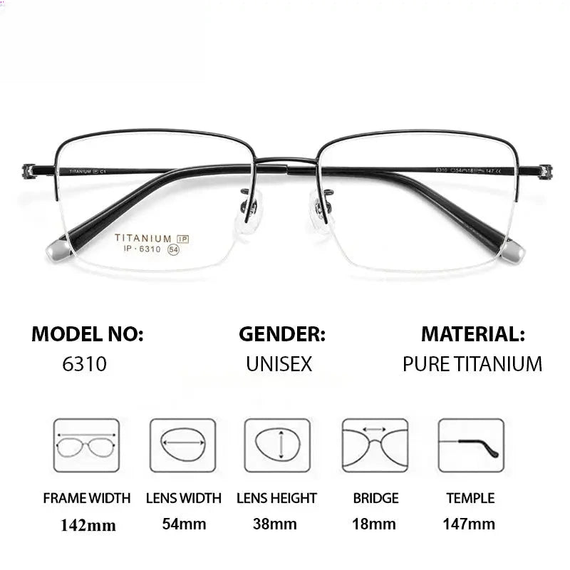 Unisex Polygon Semi-Rimless Titanium Prescription Glasses 966310 — view 2 | Rx Spectacle
