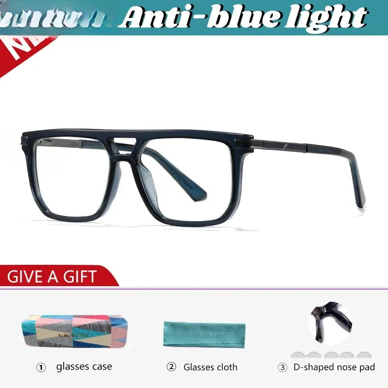 Men's Square Full Rim TR90 Double Bridge Reading Glasses 760025 — view 4 | Rx Spectacle