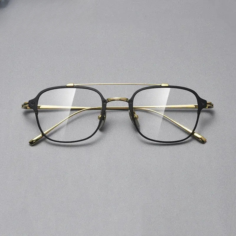 Men's Square Full Rim Titanium Double Bridge Prescription Glasses 778431 — view 3 | Rx Spectacle
