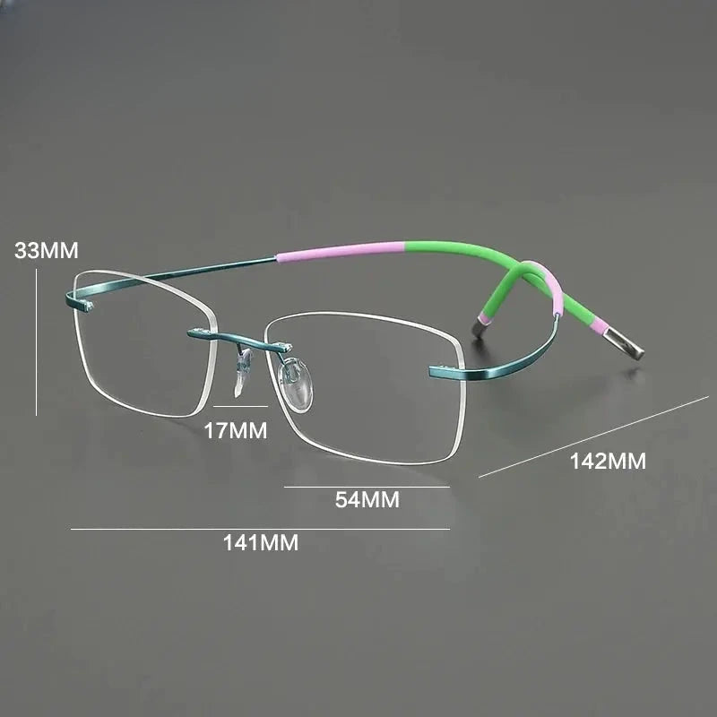 Unisex Square Rimless Titanium Prescription Glasses G85899 — view 2 | Rx Spectacle