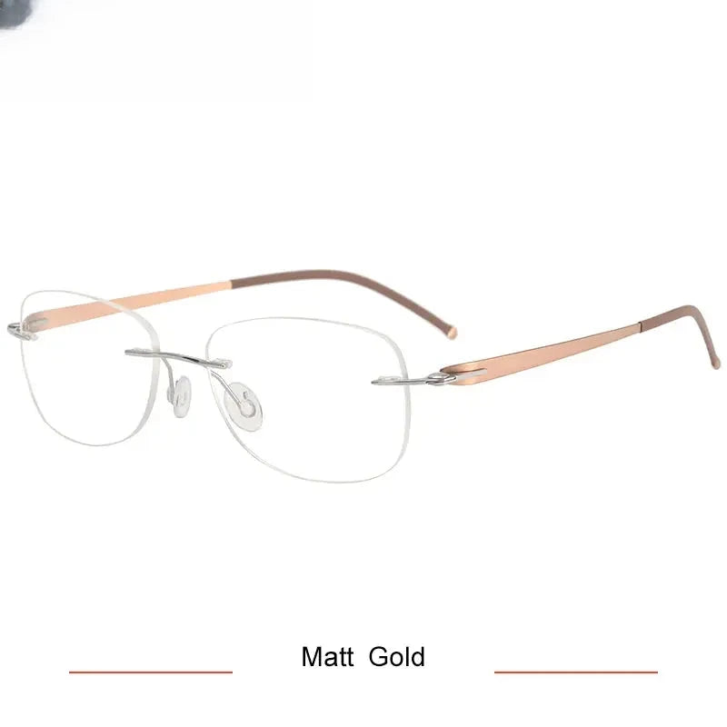 Women's Oval Rimless Titanium Flat Top Prescription Glasses 35004 — view 5 | Rx Spectacle