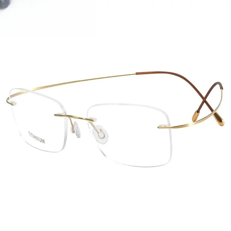 Unisex Rectangular Rimless Titanium Prescription Glasses 16016 — view 1 | Rx Spectacle