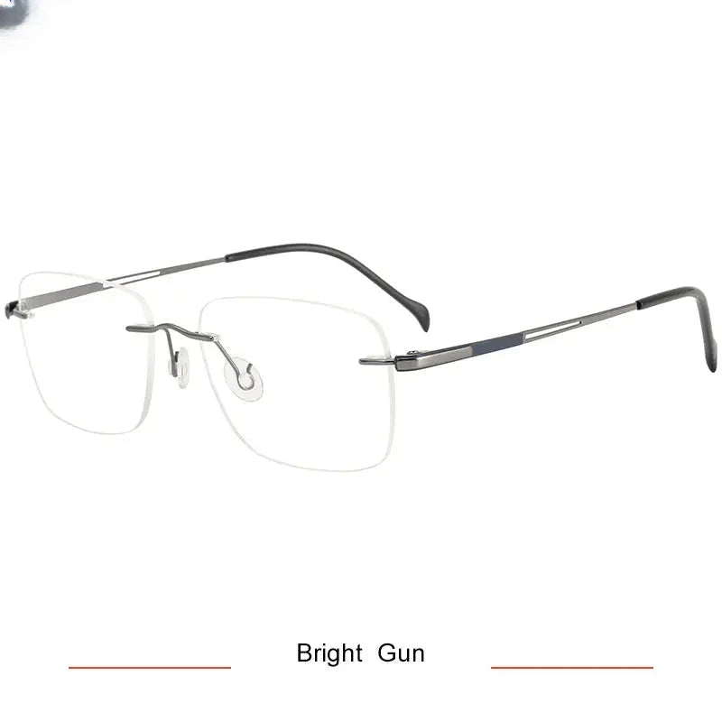 Unisex Square Rimless Titanium Prescription Glasses 316065 — view 5 | Rx Spectacle