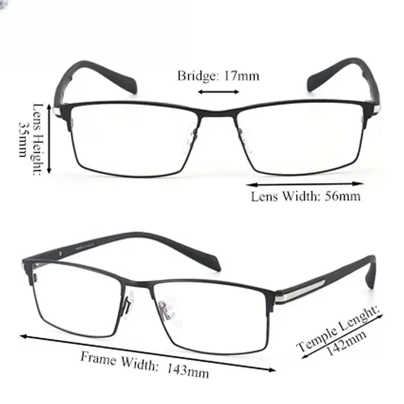 Men's Square Full Rim Titanium Prescription Glasses 889282 — view 2 | Rx Spectacle