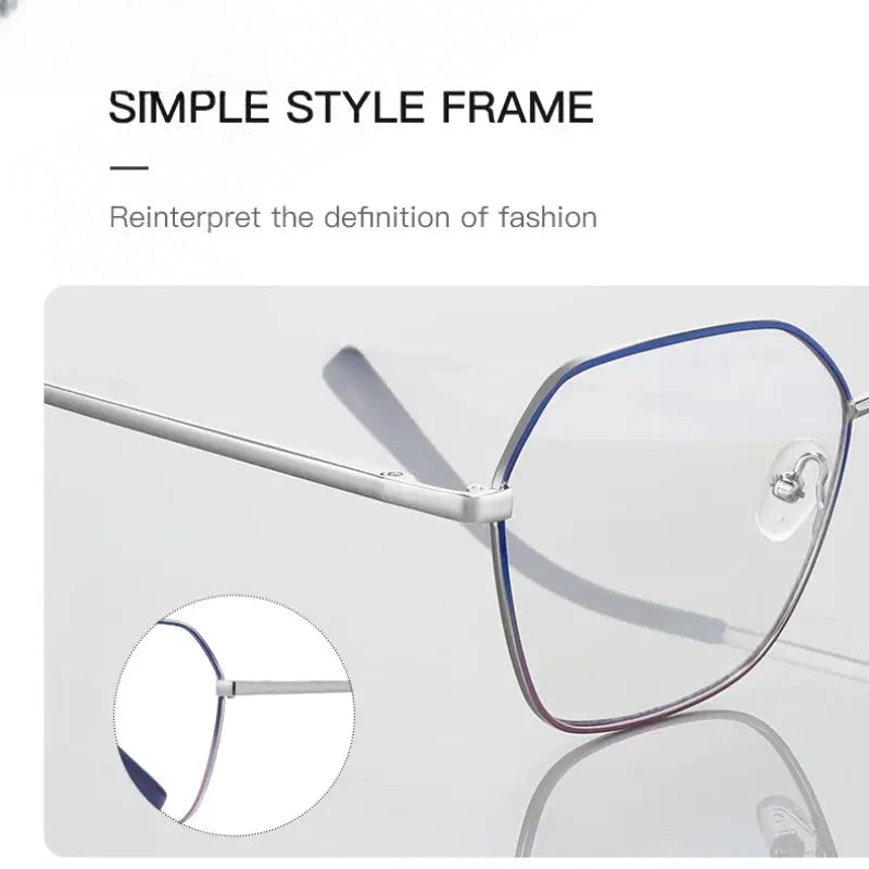 Women's Polygon Full Rim Stainless Steel Reading Glasses 3090 — view 4 | Rx Spectacle