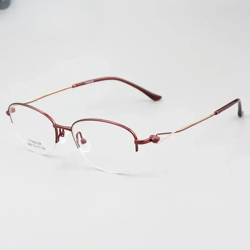 Women's Oval Semi-Rimless Titanium Prescription Glasses 403008 — view 5 | Rx Spectacle