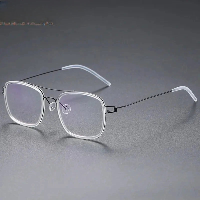 Unisex Square Full Rim Titanium Double Bridge Prescription Glasses 138185 — view 9 | Rx Spectacle