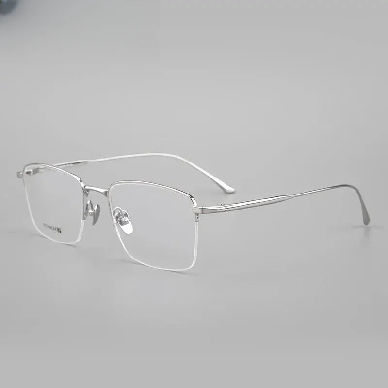 Men's Square Semi-Rimless Titanium Prescription Glasses 3812 — view 9 | Rx Spectacle