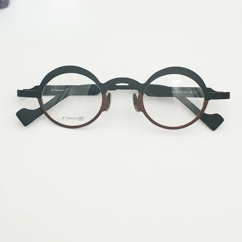 Unisex Round Full Rim Titanium Prescription Glasses 7023 — view 7 | Rx Spectacle