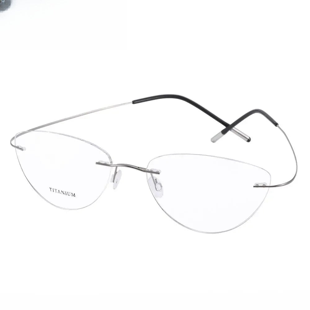 Unisex Cat Eye Rimless Titanium Prescription Glasses 20003 — view 7 | Rx Spectacle