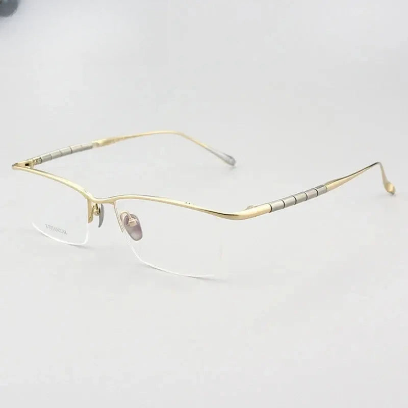 Unisex Browline Semi-Rimless Titanium Prescription Glasses 427037 — view 1 | Rx Spectacle