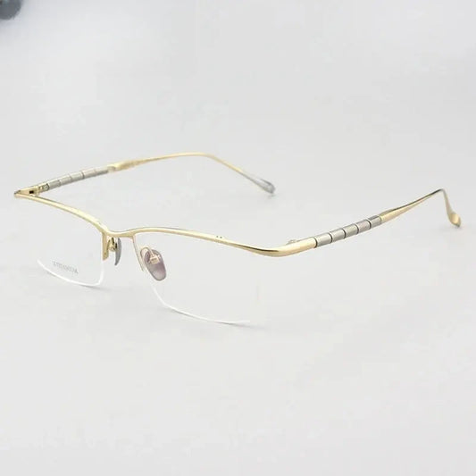 Unisex Browline Semi-Rimless Titanium Prescription Glasses 427037 — view 1 | Rx Spectacle