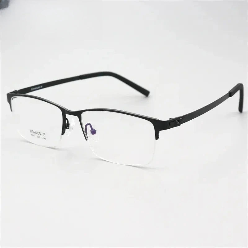 Men's Square Semi-Rimless Titanium Screwless Prescription Glasses 882347 — view 5 | Rx Spectacle