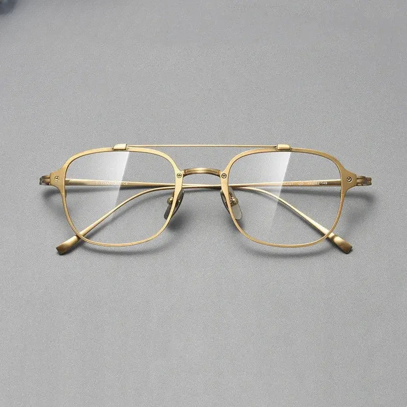 Men's Square Full Rim Titanium Double Bridge Prescription Glasses 778431 — view 6 | Rx Spectacle