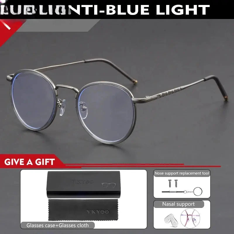 Unisex Oval Full Rim Titanium Reading Glasses 10437 — view 3 | Rx Spectacle