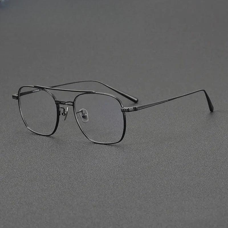 Men's Square Full Rim Titanium Double Bridge Prescription Glasses 777115 — view 4 | Rx Spectacle